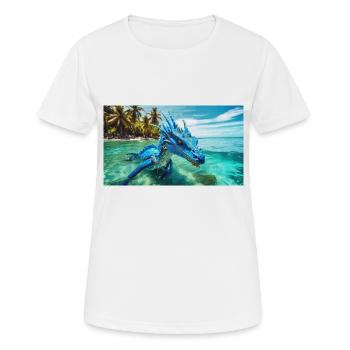 Ein realistischer blauer Wasserdrache im Meerwasser - Frauen T-Shirt atmungsaktiv - Weiß - Vorne - AI Model Female 172 dark (172cm)