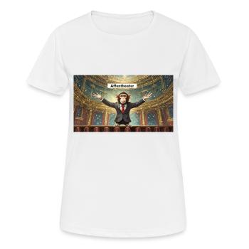 Jeu de mots sur l’expression ambiguë – Affentheater (farce) - T-shirt respirant Femme - blanc - Devant - AI Model Female 172 dark (172cm)