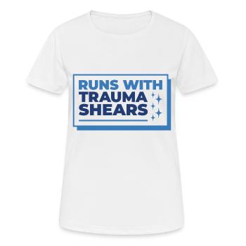 Runs With Trauma Shears - Cadeau de premiers soins - T-shirt respirant Femme - blanc - Devant - AI Model Female 172 dark (172cm)