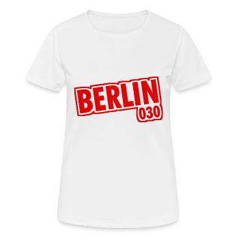 Berlin - 030 - Capitale - Allemagne - Indicatif régional - T-shirt respirant Femme - blanc - Devant - AI Model Female 172 dark (172cm)