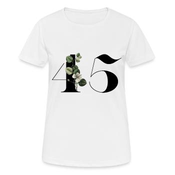 Numéro 45 floral vert - 45e anniversaire floral - T-shirt respirant Femme - blanc - Devant - AI Model Female 172 dark (172cm)