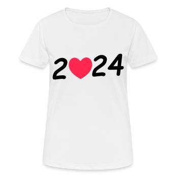 2024 - Frauen T-Shirt atmungsaktiv - Weiß - Vorne - AI Model Female 172 dark (172cm)