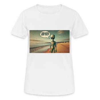 Alien on the beach - Women's Breathable T-Shirt - white - Front - AI Model Female 172 dark (172cm)