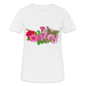 Bouquet de fleurs sauvages rose - T-shirt respirant Femme - blanc - Devant - AI Model Female 172 dark (172cm)