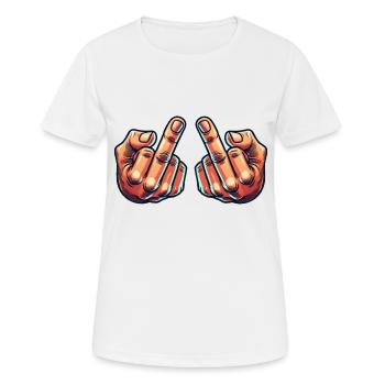 mittelfinger 2 - Frauen T-Shirt atmungsaktiv - Weiß - Vorne - AI Model Female 172 dark (172cm)