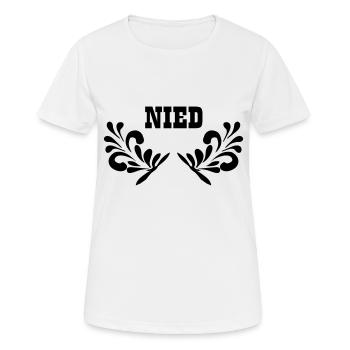 NIED - Frankfurt Stadtteil Shirt - Frauen T-Shirt atmungsaktiv - Weiß - Vorne - AI Model Female 172 dark (172cm)