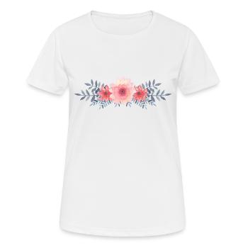 Floral banner - Watercolor - Pink - Women's Breathable T-Shirt - white - Front - AI Model Female 172 dark (172cm)