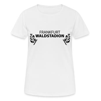 FRANKFURT WALDSTADION – Fussball Apfelwein Gerippt - Frauen T-Shirt atmungsaktiv - Weiß - Vorne - AI Model Female 172 dark (172cm)