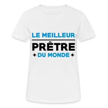 Prêtre / Pretre / Curé / Catho / Catholique - T-shirt respirant Femme - blanc - Devant - AI Model Female 172 dark (172cm)