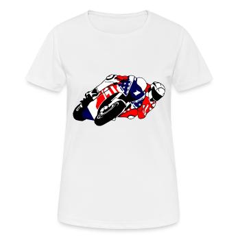 MotoGP - Superbike - Frauen T-Shirt atmungsaktiv - Weiß - Vorne - AI Model Female 172 dark (172cm)