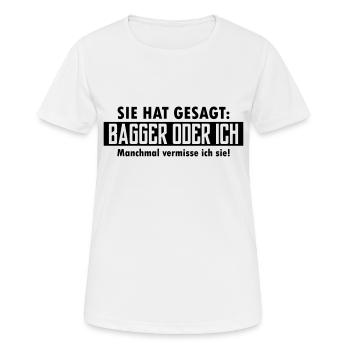 bagger oder ich - Frauen T-Shirt atmungsaktiv - Weiß - Vorne - AI Model Female 172 dark (172cm)