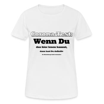 Corona-Test - Frauen T-Shirt atmungsaktiv - Weiß - Vorne - AI Model Female 172 dark (172cm)