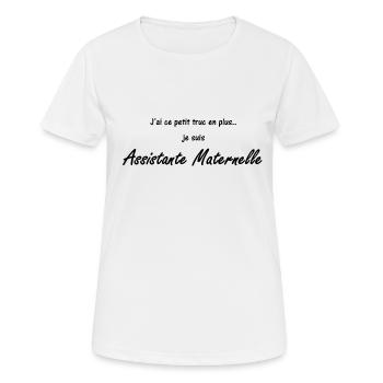 Assistante Maternelle - T-shirt respirant Femme - blanc - Devant - AI Model Female 172 dark (172cm)