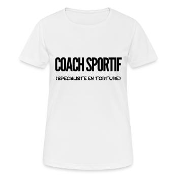 Coach sportif - T-shirt respirant Femme - blanc - Devant - AI Model Female 172 dark (172cm)