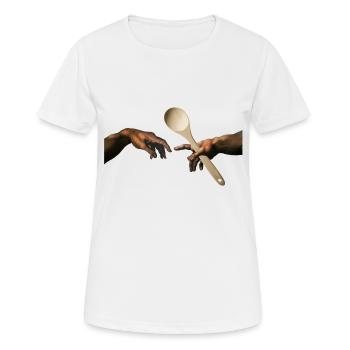 Cuillère en bois Michel-Ange - T-shirt respirant Femme - blanc - Devant - AI Model Female 172 dark (172cm)