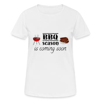 Die Grillsaison kommt bald. - Frauen T-Shirt atmungsaktiv - Weiß - Vorne - AI Model Female 172 dark (172cm)