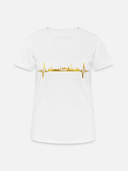 Berlin Skyline Herzschlag - Frauen T-Shirt atmungsaktiv - Weiß