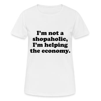 SHOP AHOLIC HELFEN WIRTSCHAFT - Frauen T-Shirt atmungsaktiv - Weiß - Vorne - AI Model Female 172 dark (172cm)