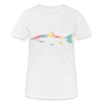 truite arc-en-ciel - T-shirt respirant Femme - blanc - Devant - AI Model Female 172 dark (172cm)