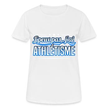 Athlétisme - j'peux pas , j'ai Athlétisme - T-shirt respirant Femme - blanc - Devant - AI Model Female 172 dark (172cm)