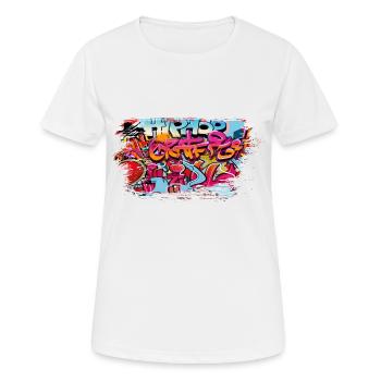 Graffiti - Frauen T-Shirt atmungsaktiv - Weiß - Vorne - AI Model Female 172 dark (172cm)