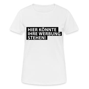 Hier könnte Ihre Werbung Stehen! - Frauen T-Shirt atmungsaktiv - Weiß - Vorne - AI Model Female 172 dark (172cm)