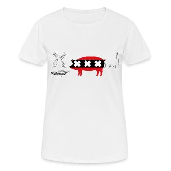 Amsterdamer Schweinefleisch - Frauen T-Shirt atmungsaktiv - Weiß - Vorne - AI Model Female 172 dark (172cm)
