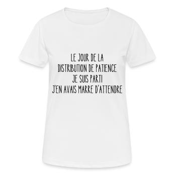 distribution de patience - T-shirt respirant Femme - blanc - Devant - AI Model Female 172 dark (172cm)