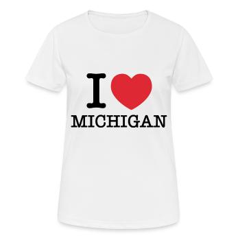 J’aime le Michigan | Michigan (États-Unis) | J’aime le Michigan - T-shirt respirant Femme - blanc - Devant - AI Model Female 172 dark (172cm)