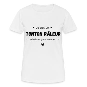 Je suis un tonton râleur mais au grand cœur - T-shirt respirant Femme - blanc - Devant - AI Model Female 172 dark (172cm)