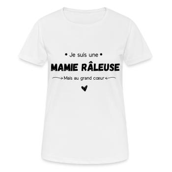 Je suis une mamie râleuse mais au grand cœur - T-shirt respirant Femme - blanc - Devant - AI Model Female 172 dark (172cm)