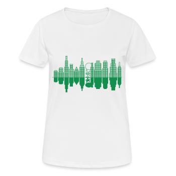 City Skyline + Baum - Grün - Frauen T-Shirt atmungsaktiv - Weiß - Vorne - AI Model Female 172 dark (172cm)