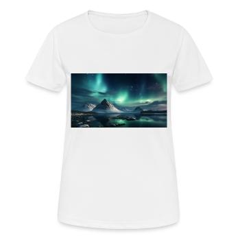 Polarnacht mit Nordlichtern im Winter Panorama - Frauen T-Shirt atmungsaktiv - Weiß - Vorne - AI Model Female 172 dark (172cm)