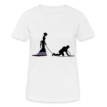Wedding Newlyweds Leash - Women's Breathable T-Shirt - white - Front - AI Model Female 172 dark (172cm)