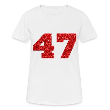 Number 47 Red Glitter - 47th Anniversary - Women's Breathable T-Shirt - white - Front - AI Model Female 172 dark (172cm)
