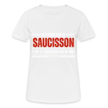 Je N'Aime Pas Le Saucisson C'est - T-shirt respirant Femme - blanc - Devant - AI Model Female 172 dark (172cm)