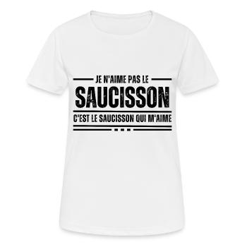 Je N'Aime Pas Le Saucisson - T-shirt respirant Femme - blanc - Devant - AI Model Female 172 dark (172cm)