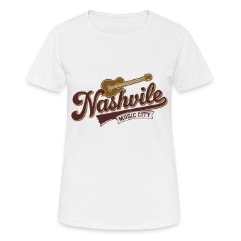Iconic Nashville Guitar Music City Logo Design - Women's Breathable T-Shirt - white - Front - AI Model Female 172 dark (172cm)