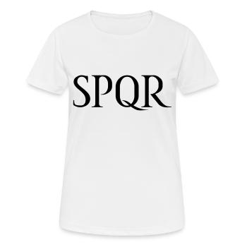 SPQR Schriftzug Vektor Dunkel - Frauen T-Shirt atmungsaktiv - Weiß - Vorne - AI Model Female 172 dark (172cm)