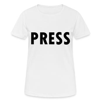press - Women's Breathable T-Shirt - white - Front - AI Model Female 172 dark (172cm)