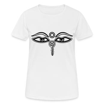 Buddha Eyes, Third Eye, Wisdom & Enlightenment - Women's Breathable T-Shirt - white - Front - AI Model Female 172 dark (172cm)