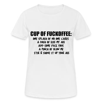 cup of fuckoffee - Women's Breathable T-Shirt - white - Front - AI Model Female 172 dark (172cm)