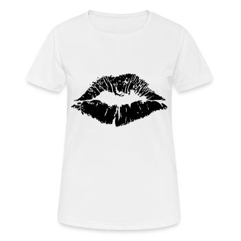 Impression lèvres / lèvres 1c - T-shirt respirant Femme - blanc - Devant - AI Model Female 172 dark (172cm)