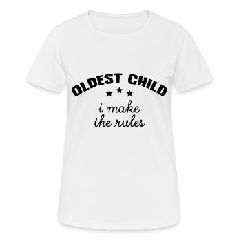 Oldest - Middle - Youngest Child (1/3) - T-shirt respirant Femme - blanc - Devant - AI Model Female 172 dark (172cm)