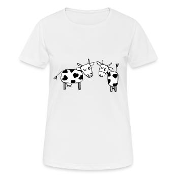 two cows - Women's Breathable T-Shirt - white - Front - AI Model Female 172 dark (172cm)