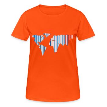 Carte du monde - Changement climatique - Bandes de réchauffement - Terre - T-shirt respirant Femme - orange néon - Devant - AI Model Female 172 dark (172cm)