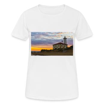 Phare au coucher du soleil Bibione - T-shirt respirant Femme - blanc - Devant - AI Model Female 172 dark (172cm)