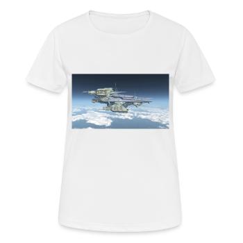 A huge spaceship above the clouds - Women's Breathable T-Shirt - white - Front - AI Model Female 172 dark (172cm)