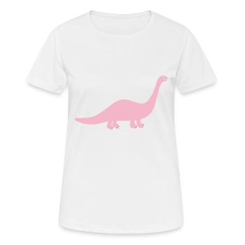 Dino long cou dinosaure rose amical - T-shirt respirant Femme - blanc - Devant - AI Model Female 172 dark (172cm)