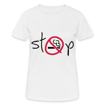 N'arrêtez pas de fumer. Zone sans fumée. Interdiction de la cigarette. - T-shirt respirant Femme - blanc - Devant - AI Model Female 172 dark (172cm)